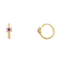 14K Yellow Gold Flower CZ Huggies (ER297)