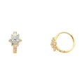 14K Yellow Gold Flower CZ Huggies (ER298)