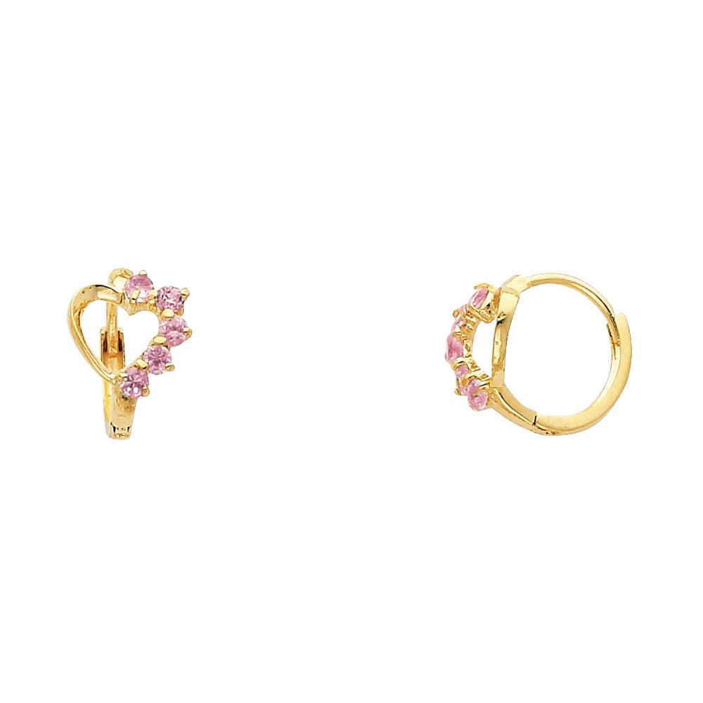 14K Yellow Gold Heart Huggies (ER299)