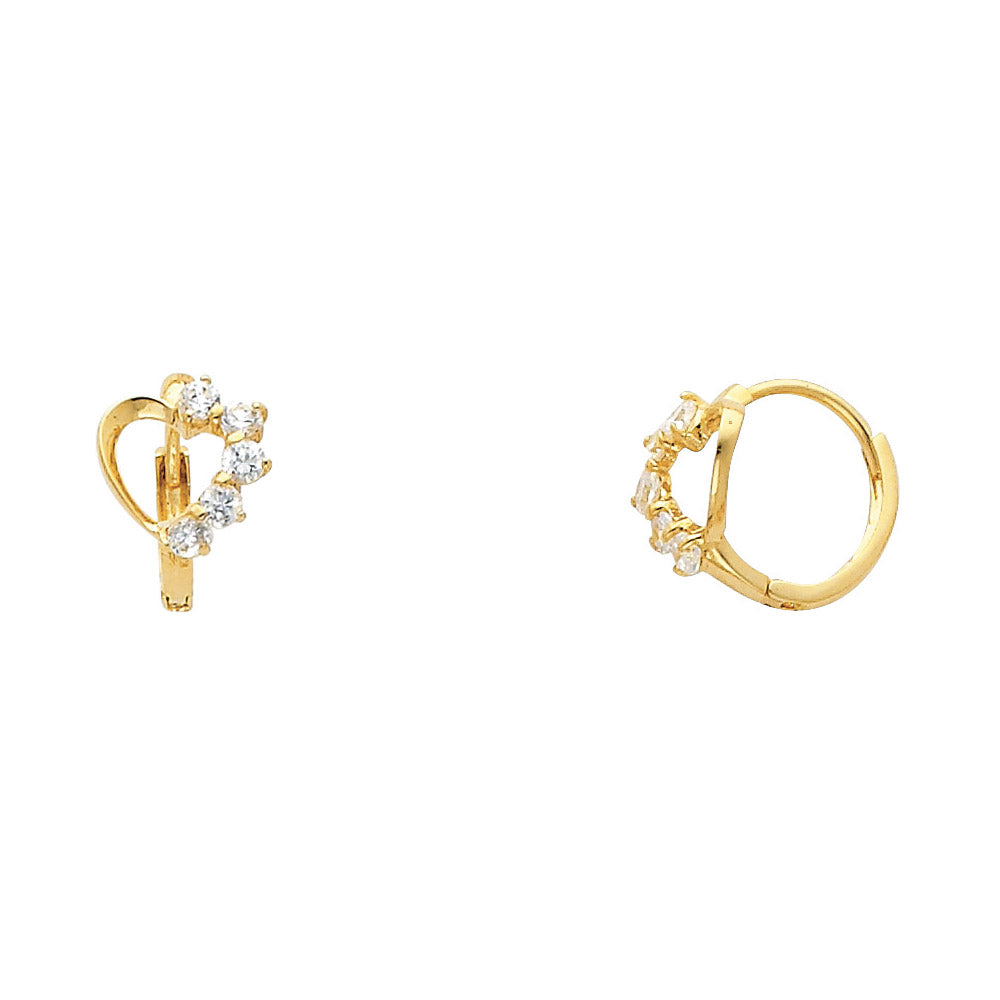 14K Yellow Gold Heart Huggies (ER300)