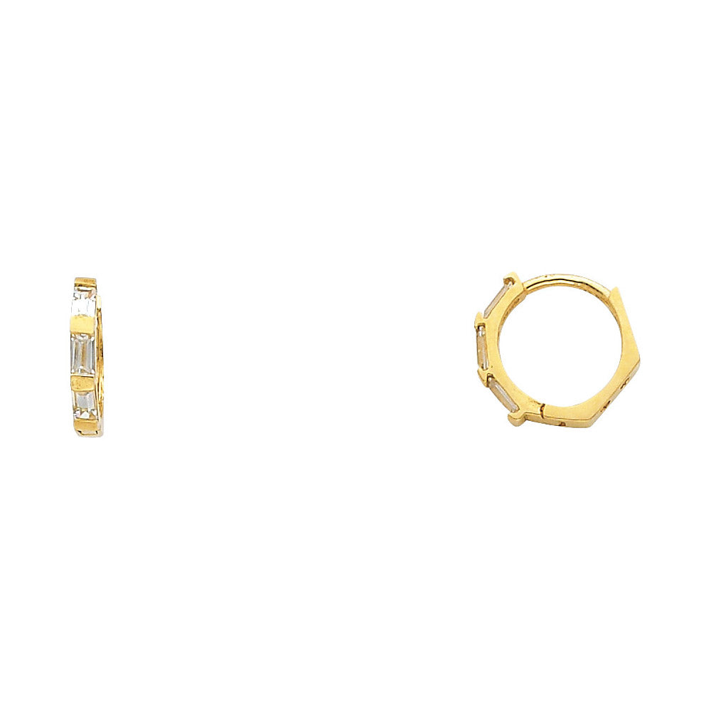 14K Yellow Gold CZ Huggies (ER302)