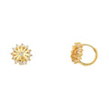 14K Yellow Gold Flower CZ Huggies (ER309)