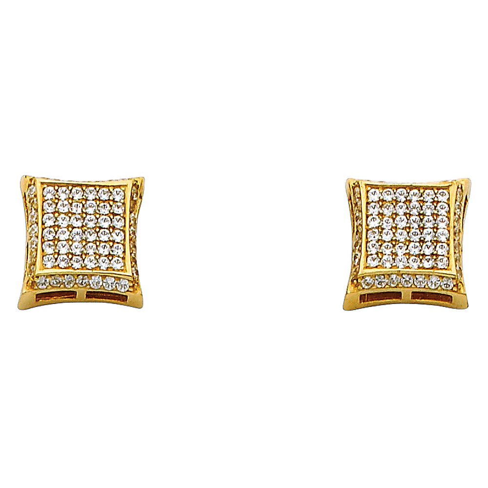 14K Yellow Gold Square CZ Earrings (ER314)