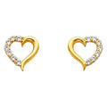 14K Yellow Gold Heart CZ Earrings (ER317)