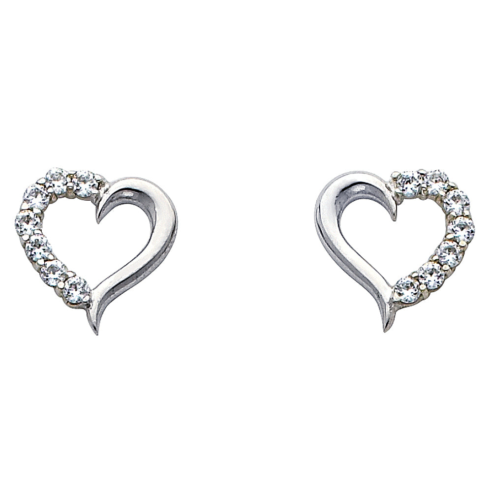 14K White Gold Heart CZ Earrings (ER317W)