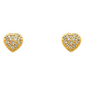 14K Yellow Gold Heart CZ Earrings (ER318)