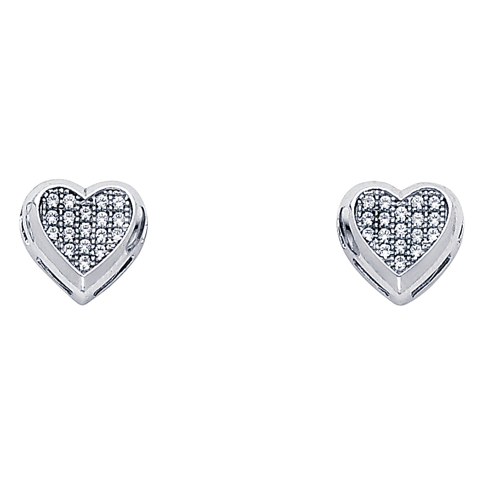 14K White Gold Heart CZ Earrings (ER319)