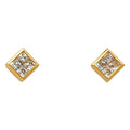 14K Yellow Gold Square CZ Earrings (ER326)