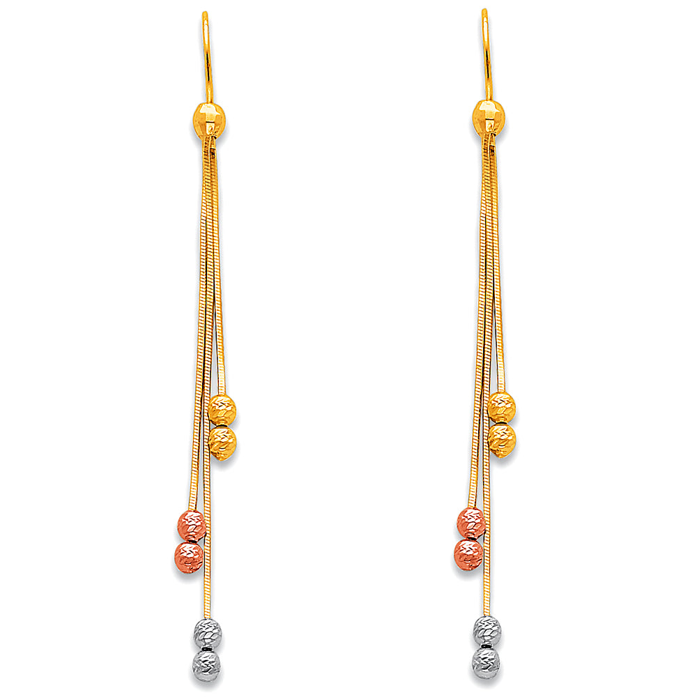 14K Yellow White Rose Gold Hanging Earrings (ER368)