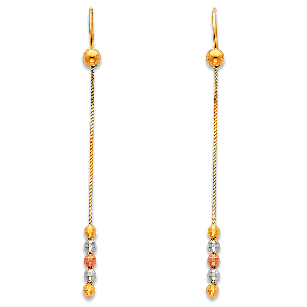 14K Yellow White Rose Gold Hanging Earrings (ER371)