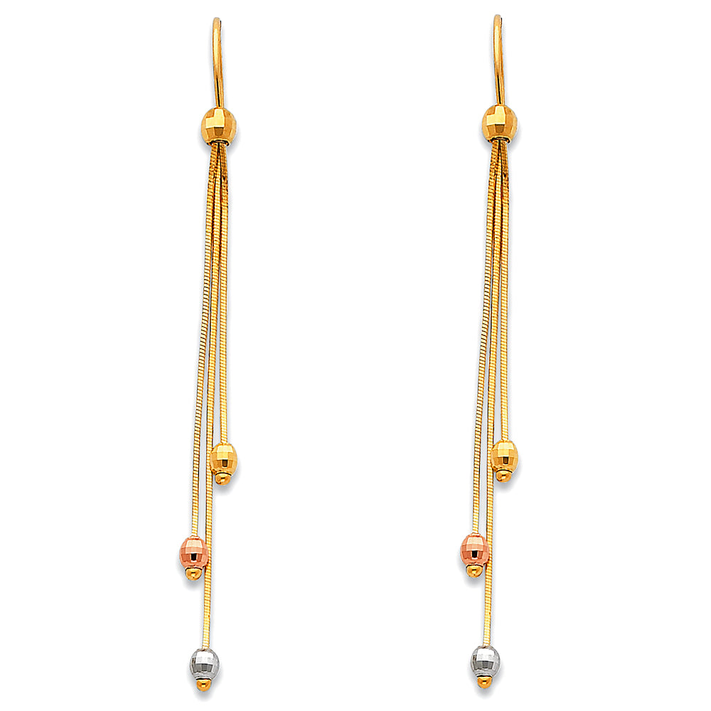 14K Yellow White Rose Gold Hanging Earrings (ER372)