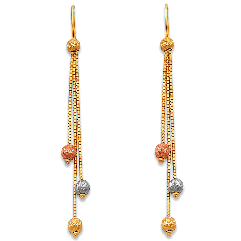 14K Yellow White Rose Gold Hanging Earrings (ER373)