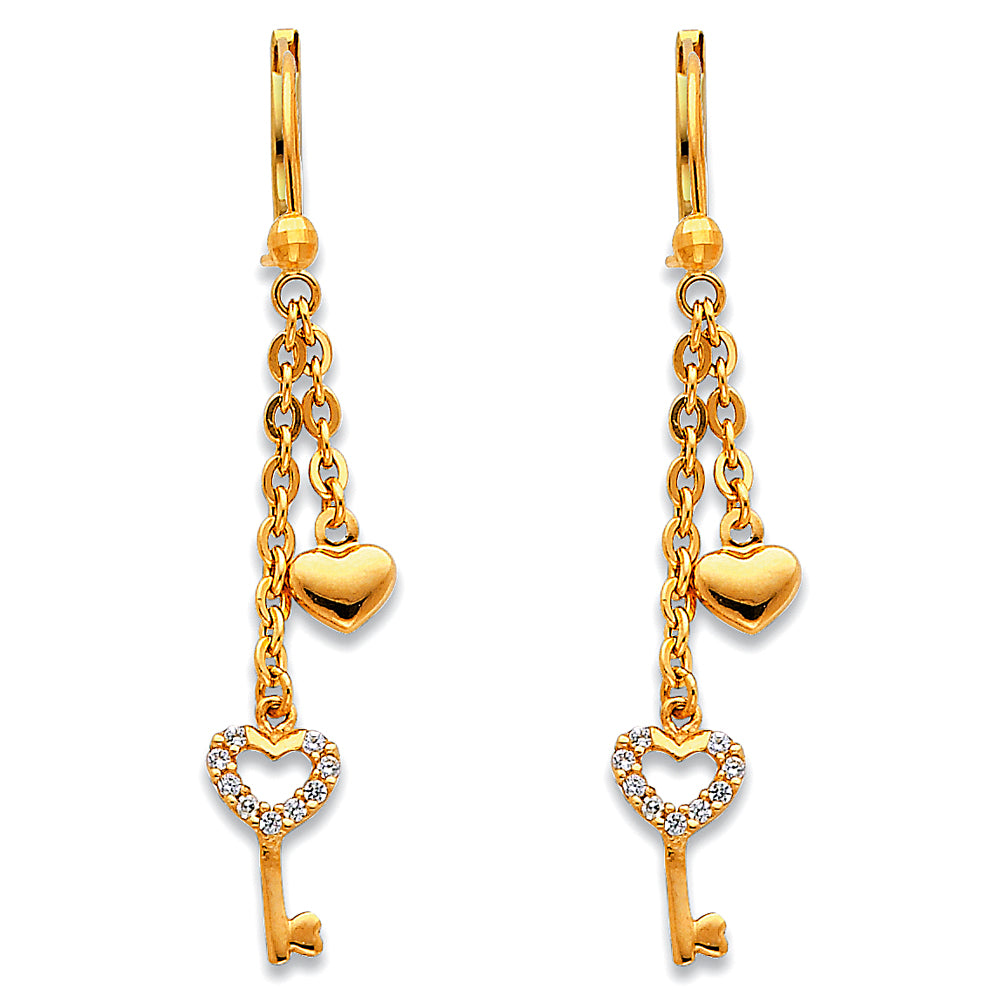 14K Yellow Gold Hanging Earrings (ER375)