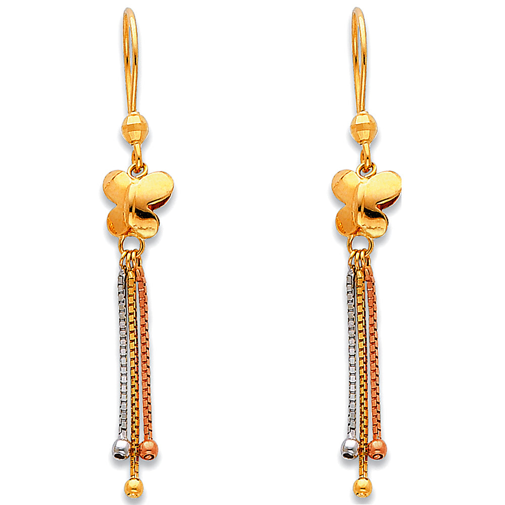 14K Yellow White Rose Gold Hanging Earrings (ER378)