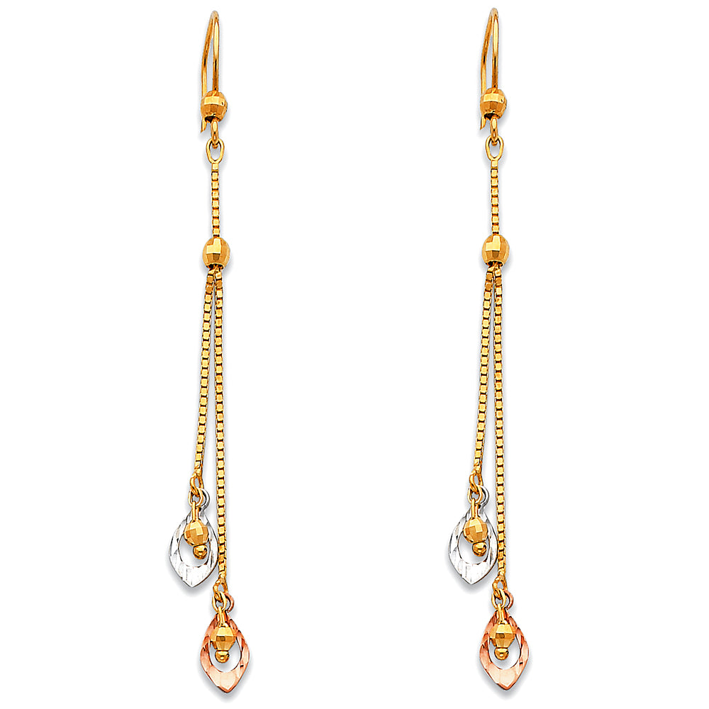 14K Yellow White Rose Gold Hanging Earrings (ER380)