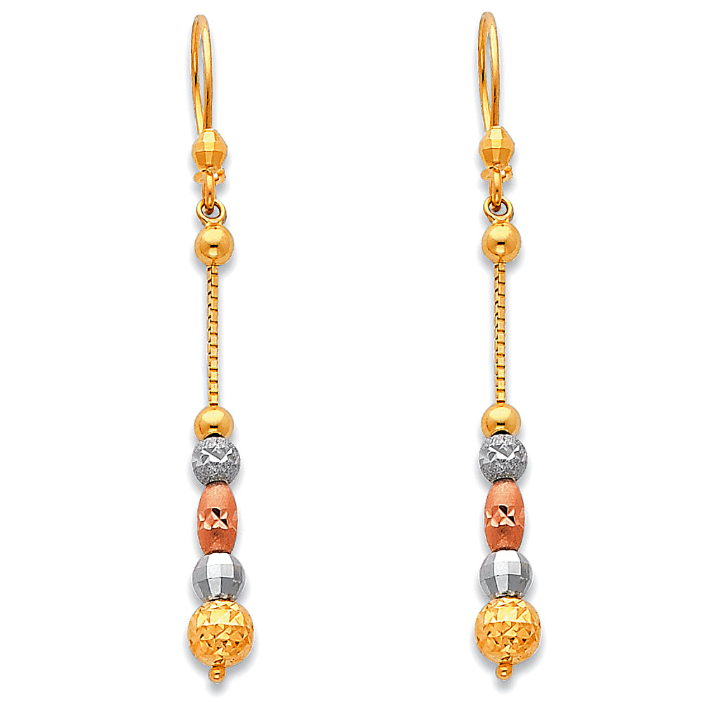 14K Yellow White Rose Gold Hanging Earrings (ER381)