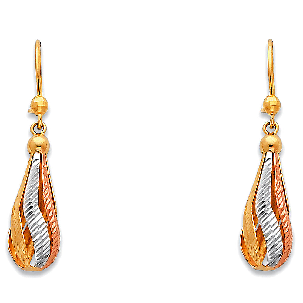 14K Yellow White Rose Gold Hanging Earrings (ER384)