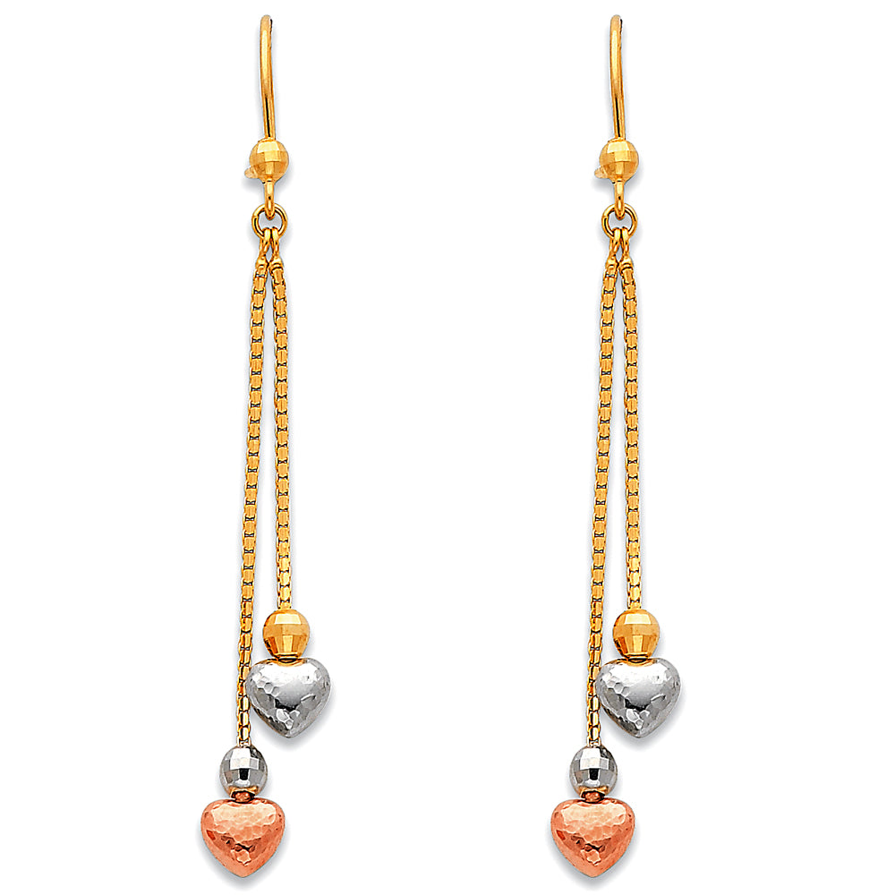 14K Yellow White Rose Gold Hanging Earrings (ER389)