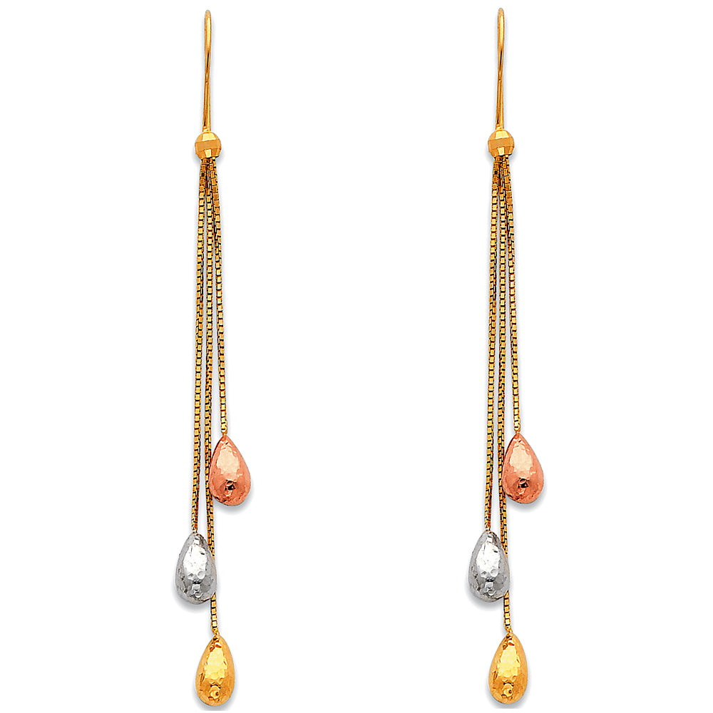 14K Yellow White Rose Gold Hanging Earrings (ER390)