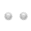 14K White Gold CZ Pearl Earrings (ER433)