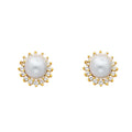 14K Yellow Gold CZ Pearl Earrings (ER436)