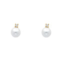 14K Yellow Gold CZ Pearl Earrings (ER437)
