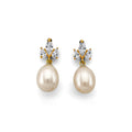 14K Yellow Gold CZ Pearl Earrings (ER439)
