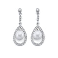14K White Gold CZ Pearl Earrings (ER444)