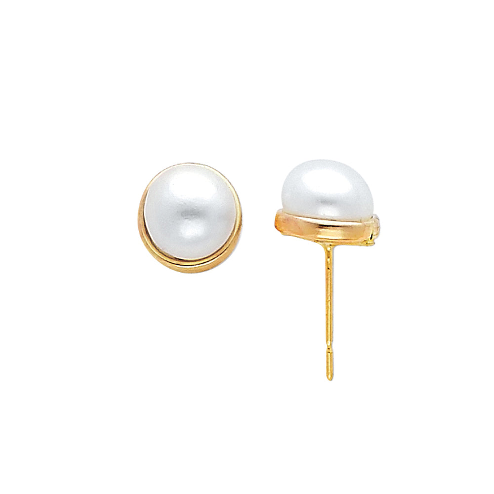 14K Yellow Gold Pearl Earrings (ER446)