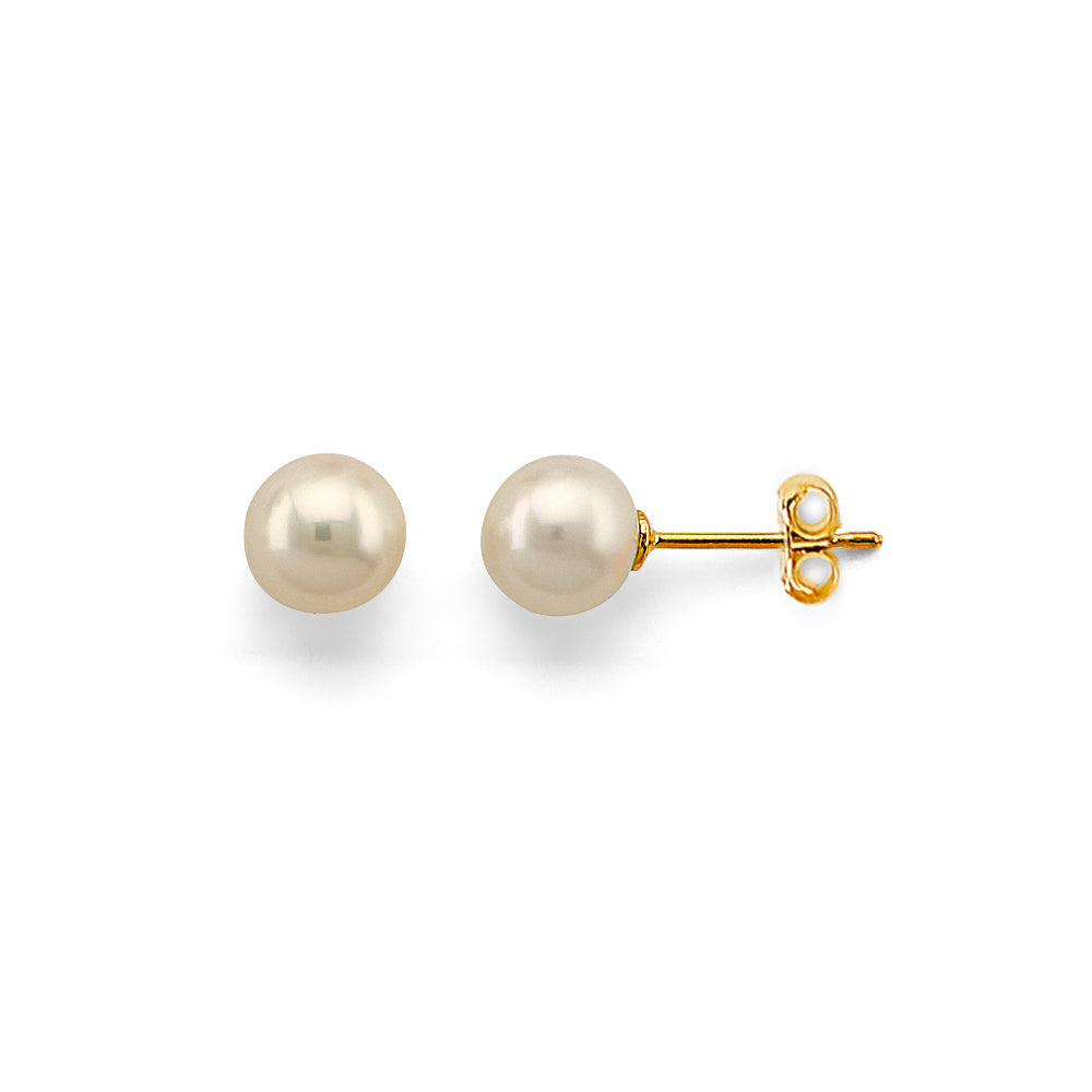 14K Yellow Gold Pearl Earrings (ER447)