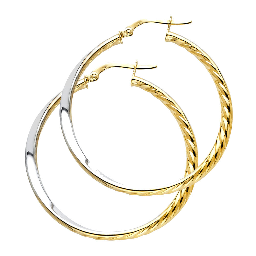 14K Two Tone Gold Earrings (ER504)