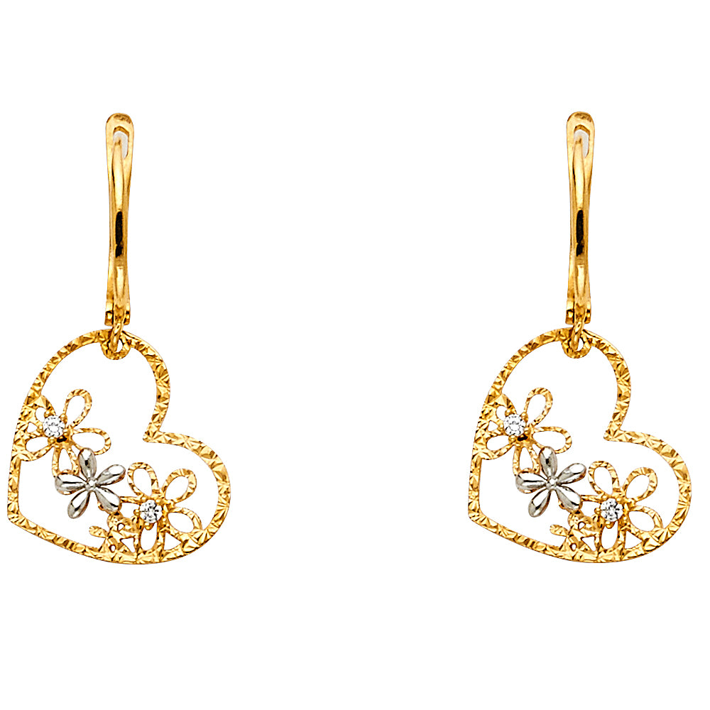14K Two Tone Gold Earrings