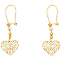 14K Yellow Gold Heart Earrings