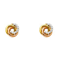 14K Yellow White Rose Gold CZ Earrings (ER548)