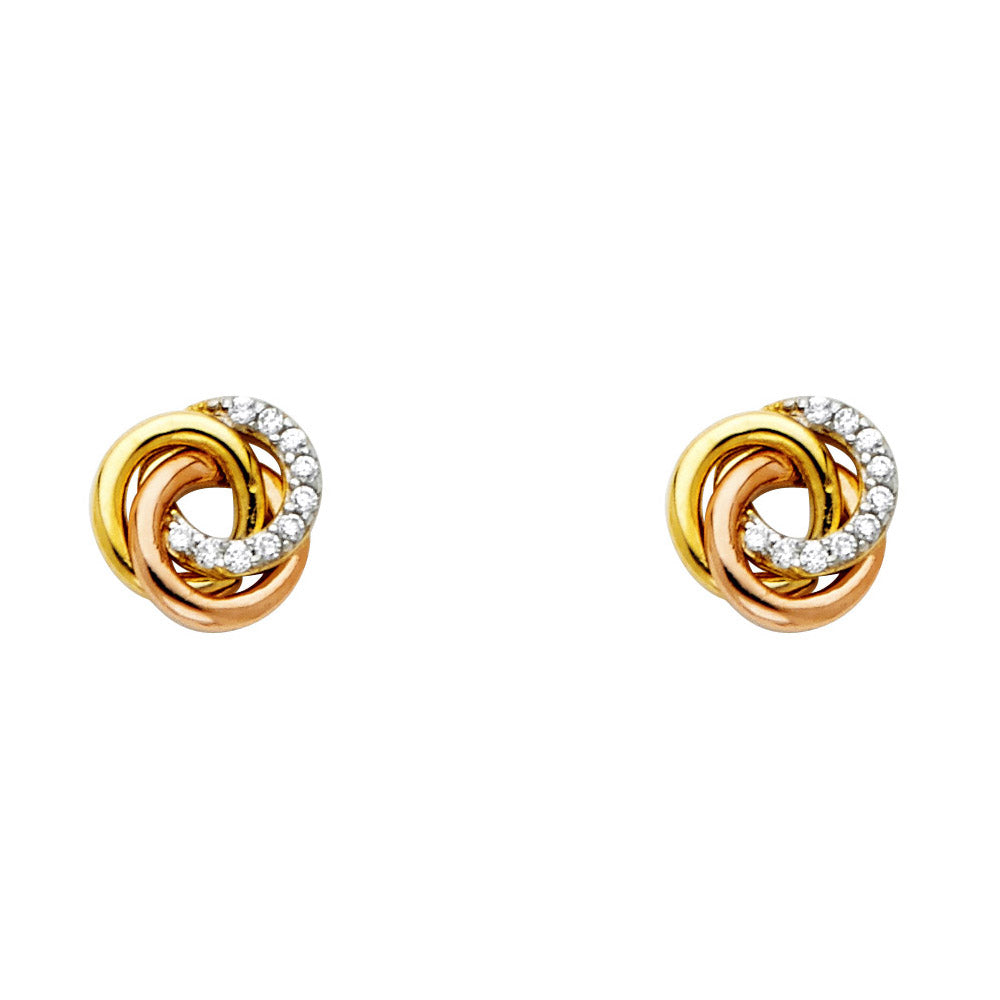 14K Yellow White Rose Gold CZ Earrings (ER548)