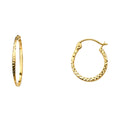 14K Yellow Gold 1.5 mm Square Tube Diamond Cut Round Hoop (15 mm)