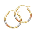 14K Yellow White Rose Gold 2 mm Round Tube Diamond Cut Round Hoop