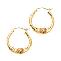 14K Two Tone Gold 2 mm Round Hoop With Heart