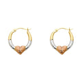 14K Yellow White Rose Gold Sm Fancy Earring With Heart