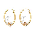 14K Yellow White Rose Gold Sm Fancy Earring With Heart Dolphin
