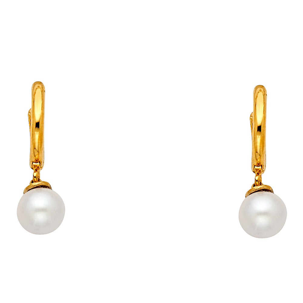 14K Yellow Gold Huggies W/ Pearls