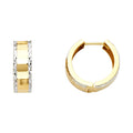 14K Two Tone Gold Diamond-Cut Polished Huggies