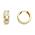 14K Two Tone Gold Diamond-Cut Polished Huggies