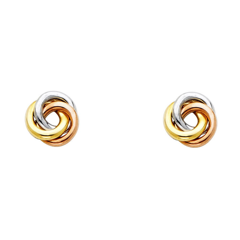 14K Yellow White Rose Gold Circle Earrings