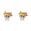 14K Yellow White Rose Gold Flower Earrings