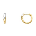 14K Two Tone Gold CZ Huggies