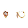 14K Two Tone Gold Flower CZ Huggies