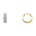 14K Two Tone Gold 2 Line CZ Huggies