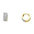 14K Two Tone Gold 3 Line CZ Huggies