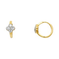 14K Two Tone Gold Flower CZ Huggies